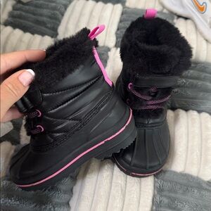 Black and Pink Winter Boots